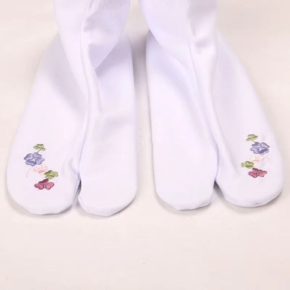 Embroidery On Socks - Embroidery Flower Two Toed Socks Mid-calf
