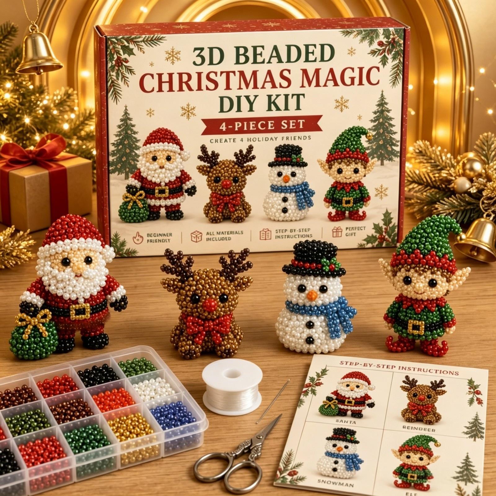 Embroidery Xmas Tree - 3D Pearl Christmas Kitten Art Kit