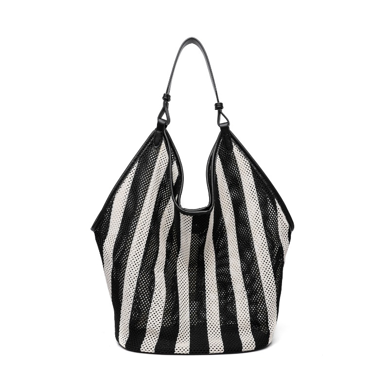 Striped Woven Large Capacity T - Embroidery Class ulasan dan harga