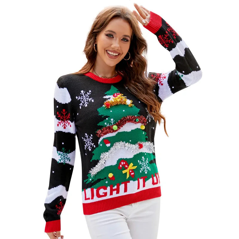 Christmas Sweater for Women &  - Embroidery Xmas Tree ulasan dan harga