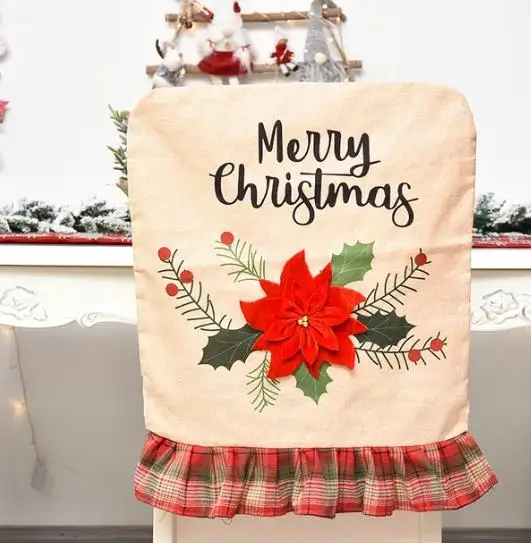 4/6/8pcs Christmas Chair Cover - Embroidery Xmas Tree ulasan dan harga