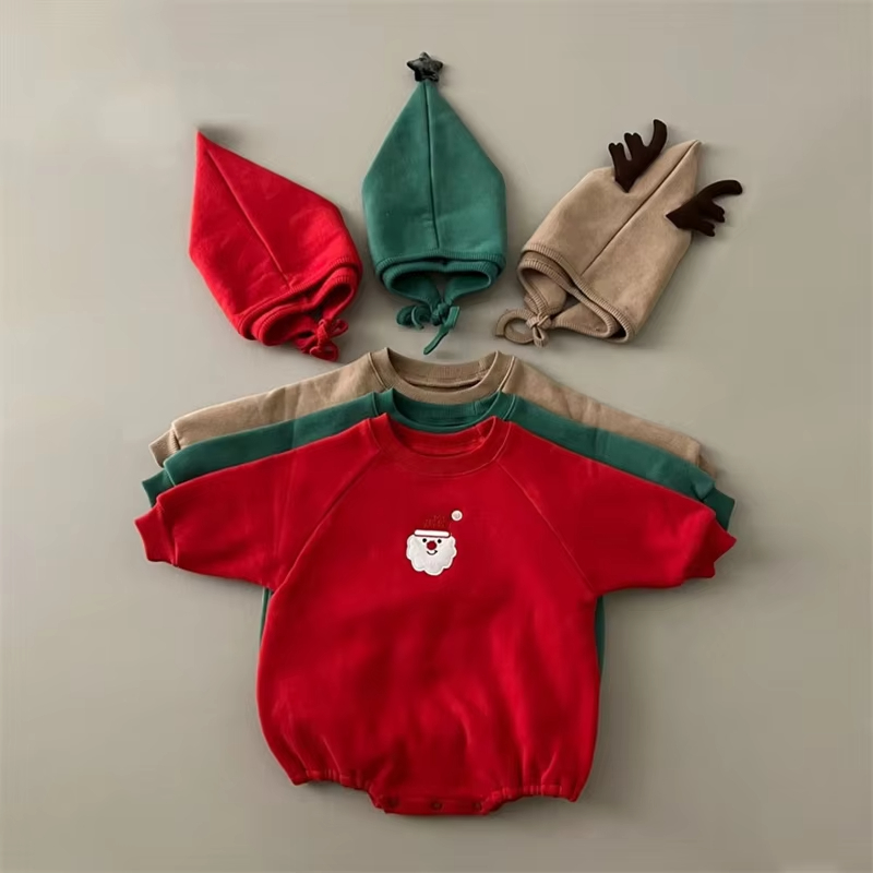 Baby Christmas Romper with Hat - Embroidery Xmas Tree ulasan dan harga