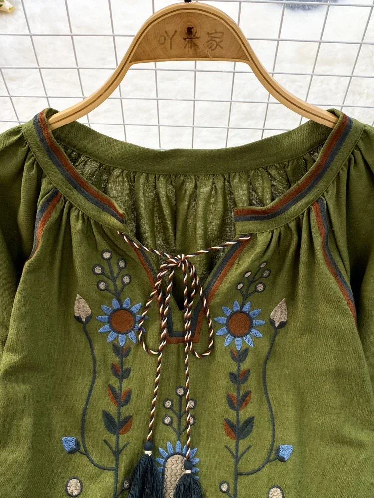 Women Spring Blouse Ethnic Sty - Embroidery Class ulasan dan harga