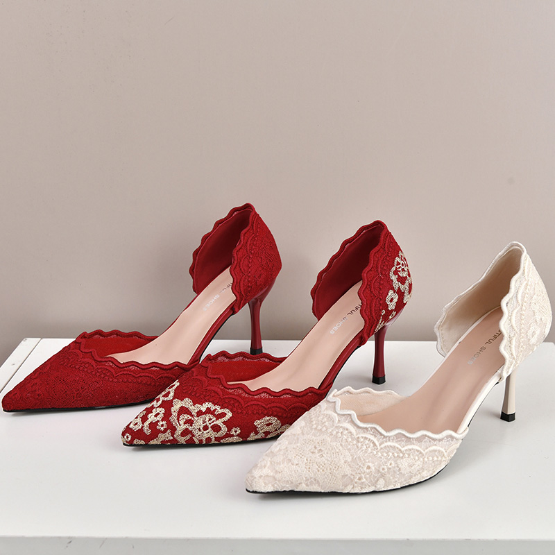 Luxury Red White Lace Embroide - Embroidery Red ulasan dan harga