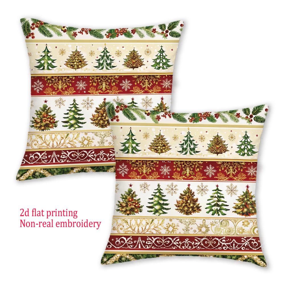 2pcs, 2D Flat Merry Christmas  - Embroidery Xmas Tree ulasan dan harga