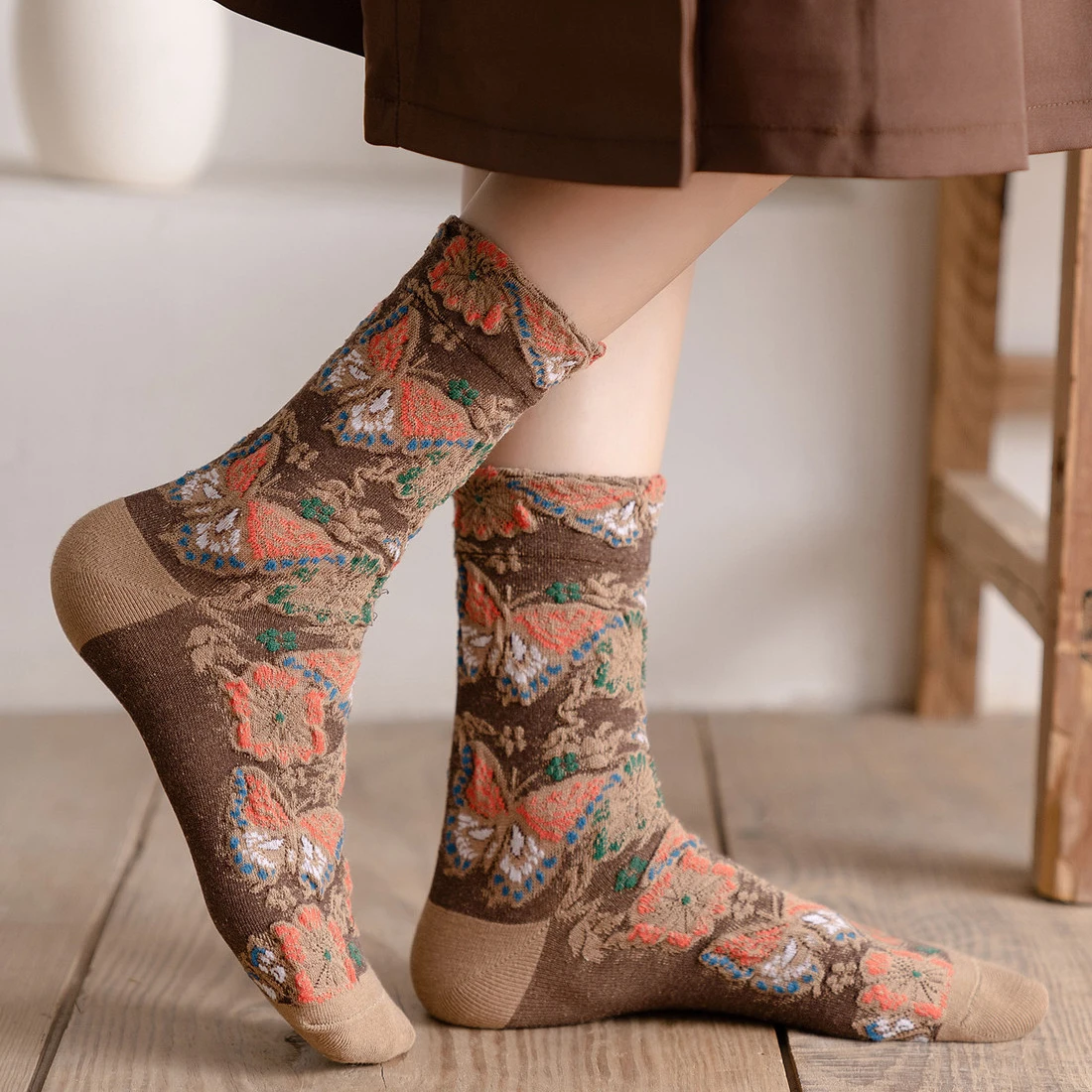 Floral Embroidery Women's Sock - Embroidery On Socks ulasan dan harga