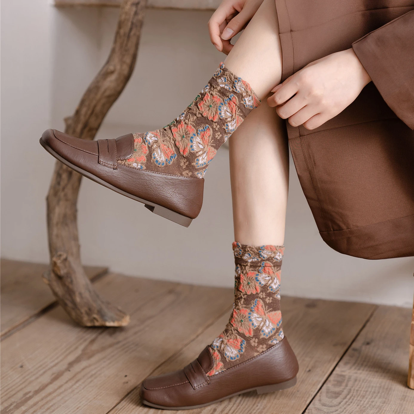 Floral Embroidery Women's Sock - Embroidery On Socks ulasan dan harga