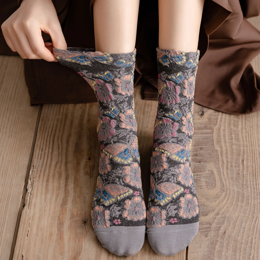 Floral Embroidery Women's Sock - Embroidery On Socks ulasan dan harga
