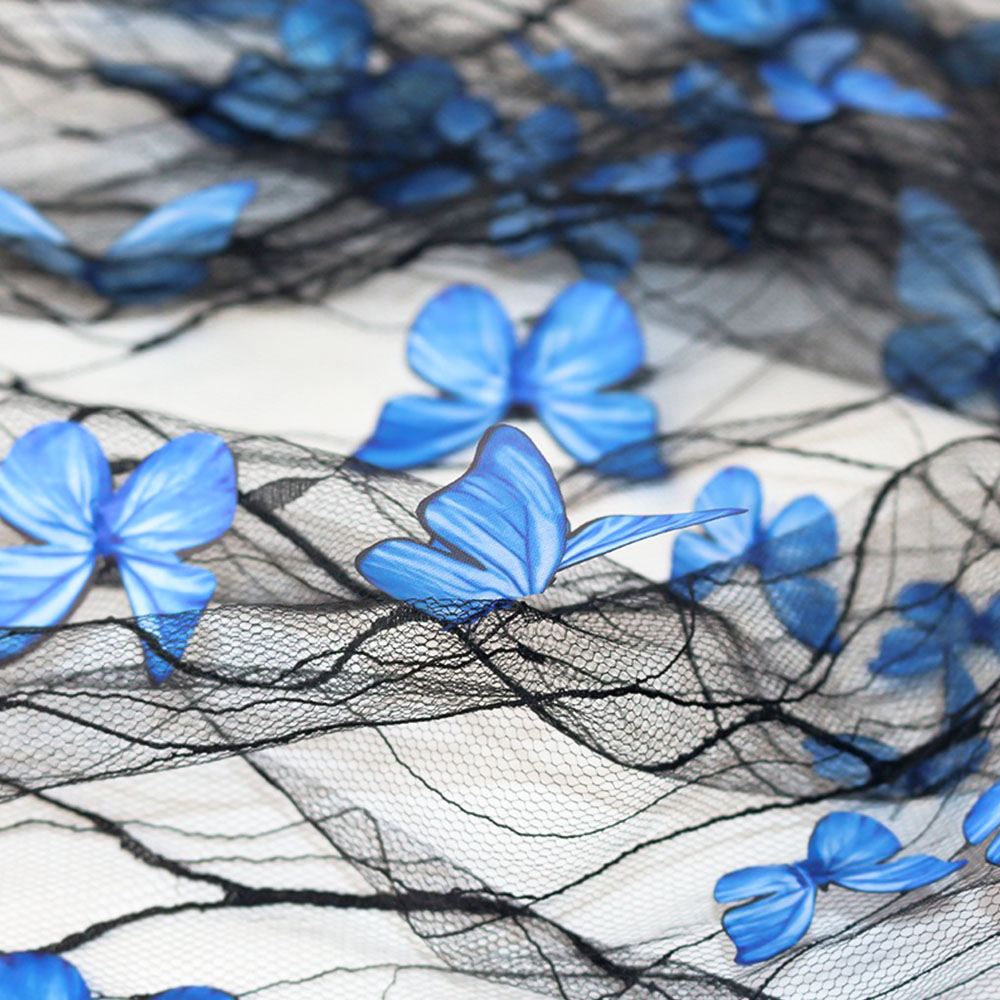 1Yard 3D Vivid Butterflies Lac - Embroidery Cloth ulasan dan harga