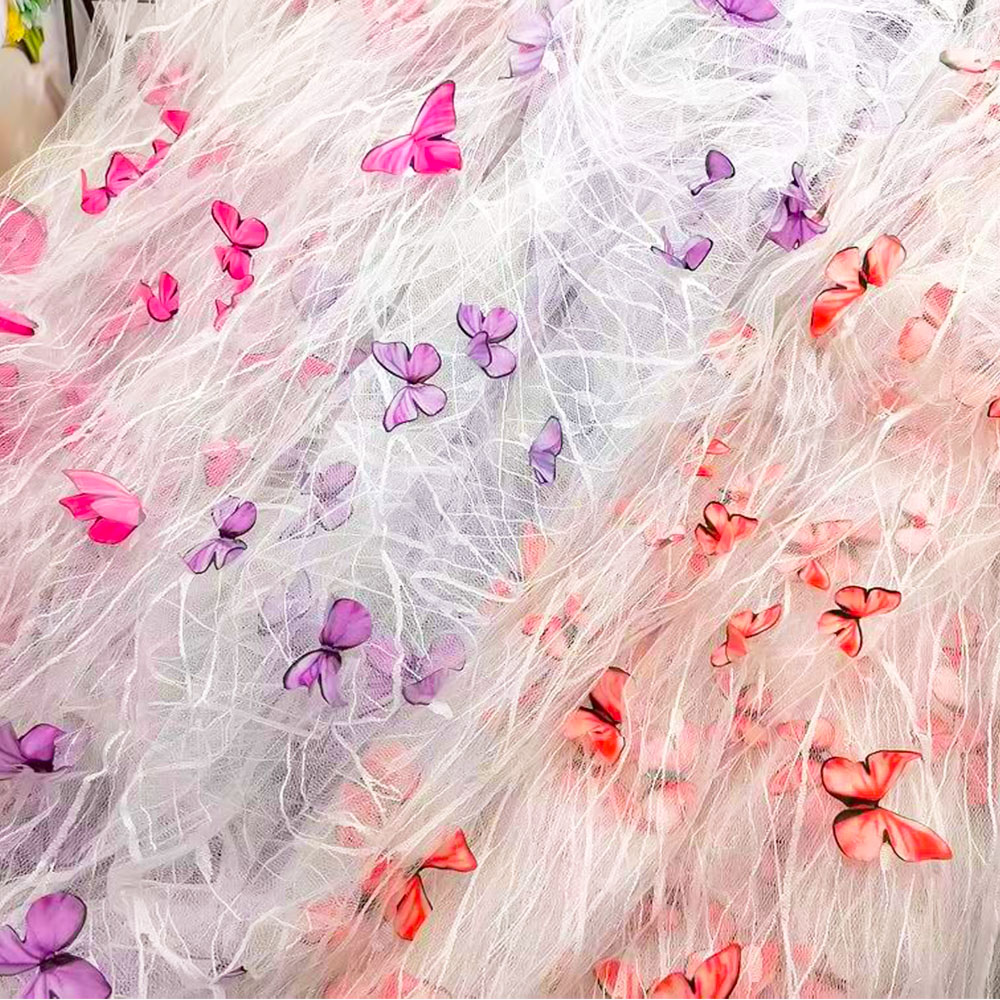 1Yard 3D Vivid Butterflies Lac - Embroidery Cloth ulasan dan harga
