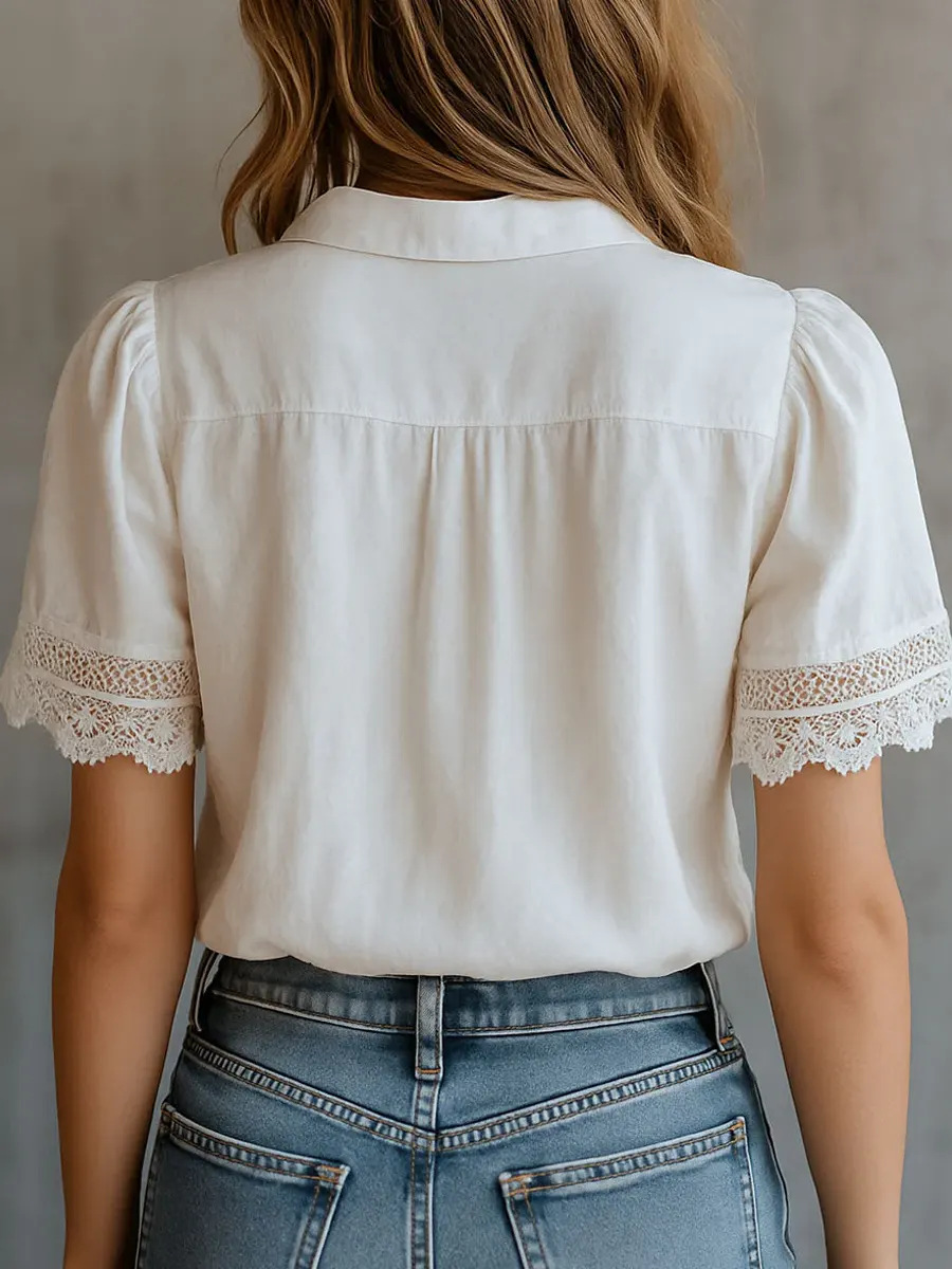 Elegant Women's Shirts Casual  - Embroidery Class ulasan dan harga