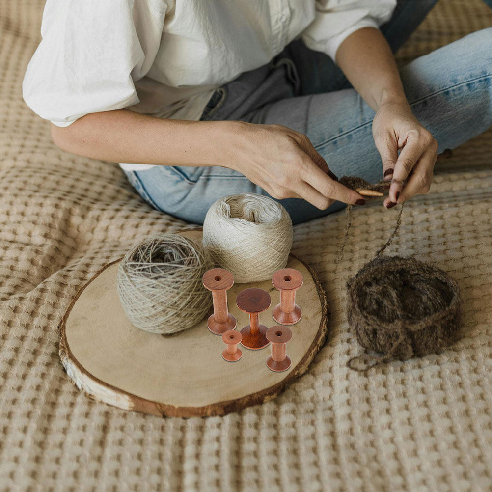 7Pcs Wooden Bobbins Set Space  - Embroidery Threads ulasan dan harga