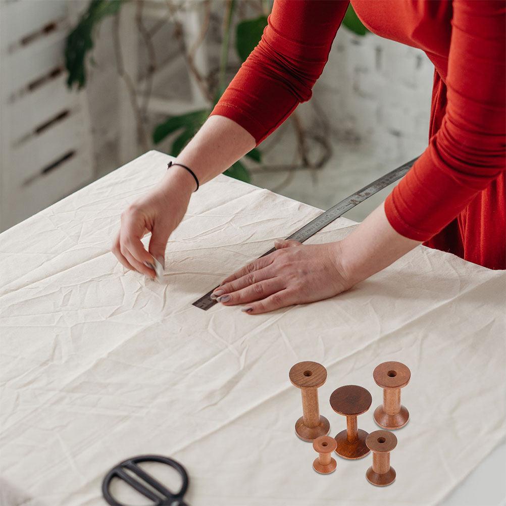 7Pcs Wooden Bobbins Set Space  - Embroidery Threads ulasan dan harga