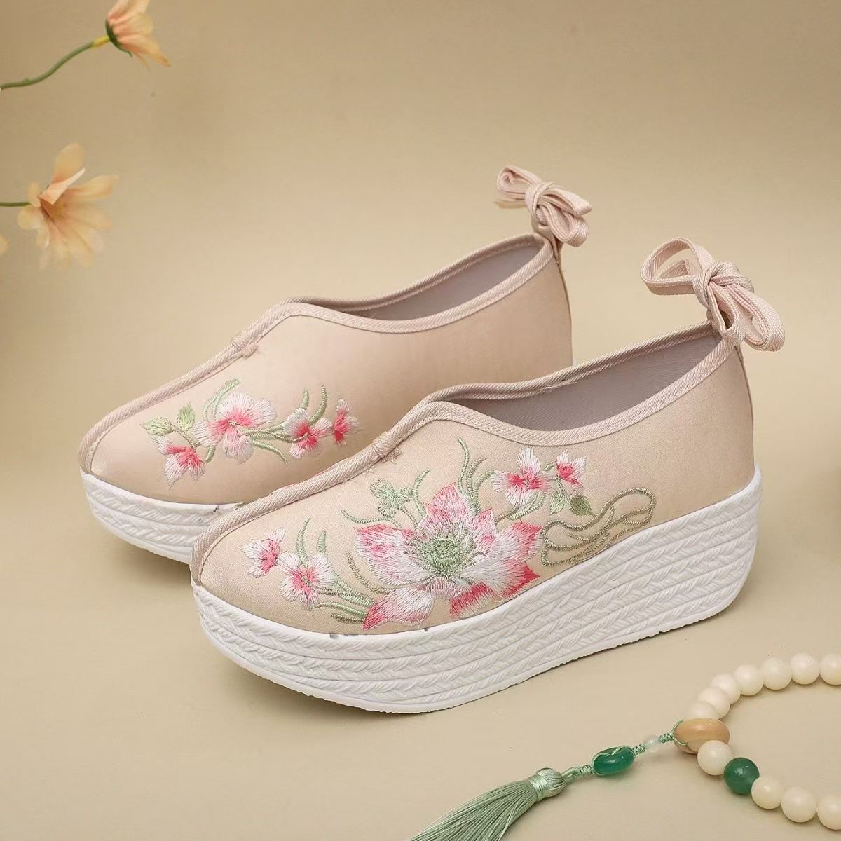 Woman Ethnic Style Wedges Embr - Embroidery Fabric ulasan dan harga