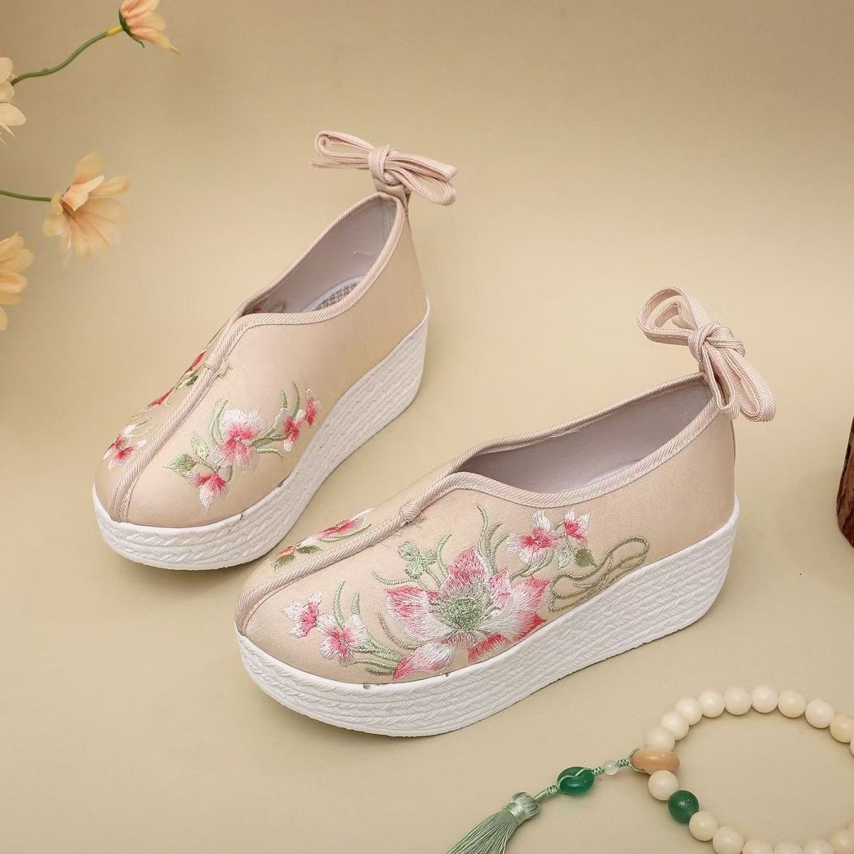 Woman Ethnic Style Wedges Embr - Embroidery Fabric ulasan dan harga