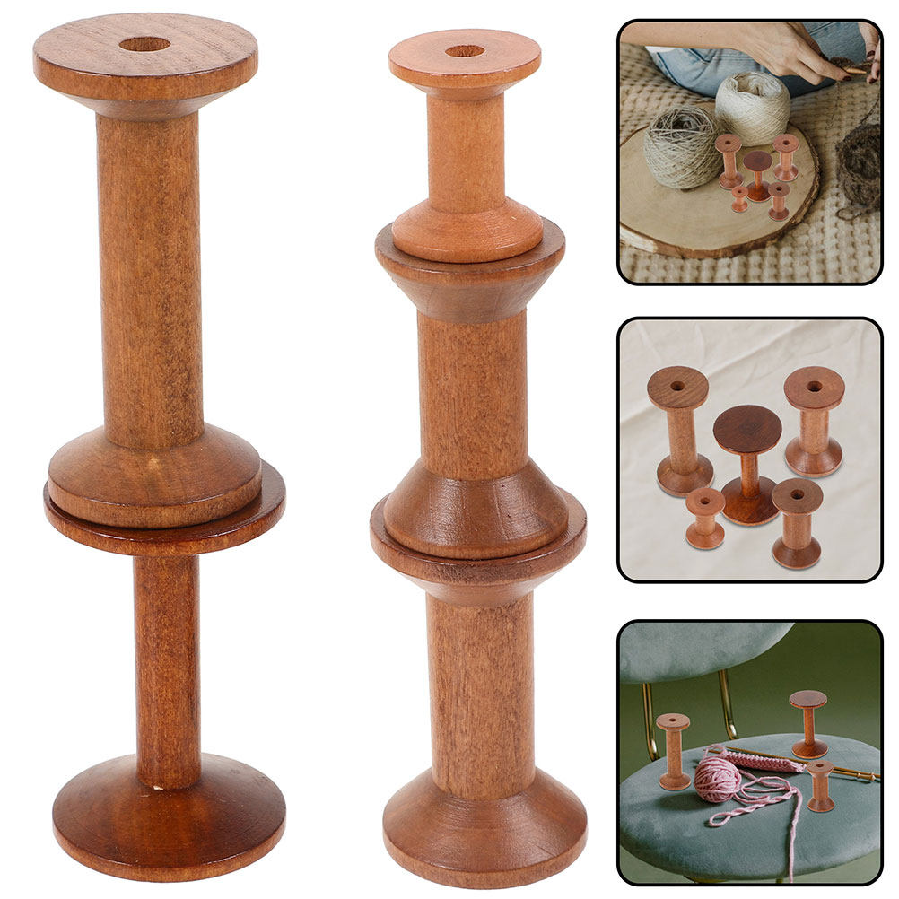7Pcs Wooden Thread Spools Vint - Embroidery Threads ulasan dan harga