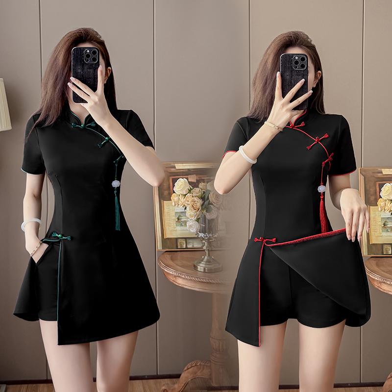 2026 New Chinese Style Black T - Embroidery Red ulasan dan harga