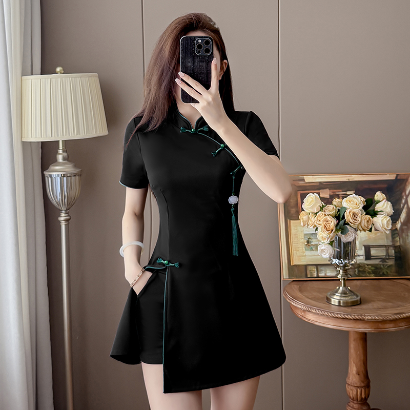 2026 New Chinese Style Black T - Embroidery Red ulasan dan harga