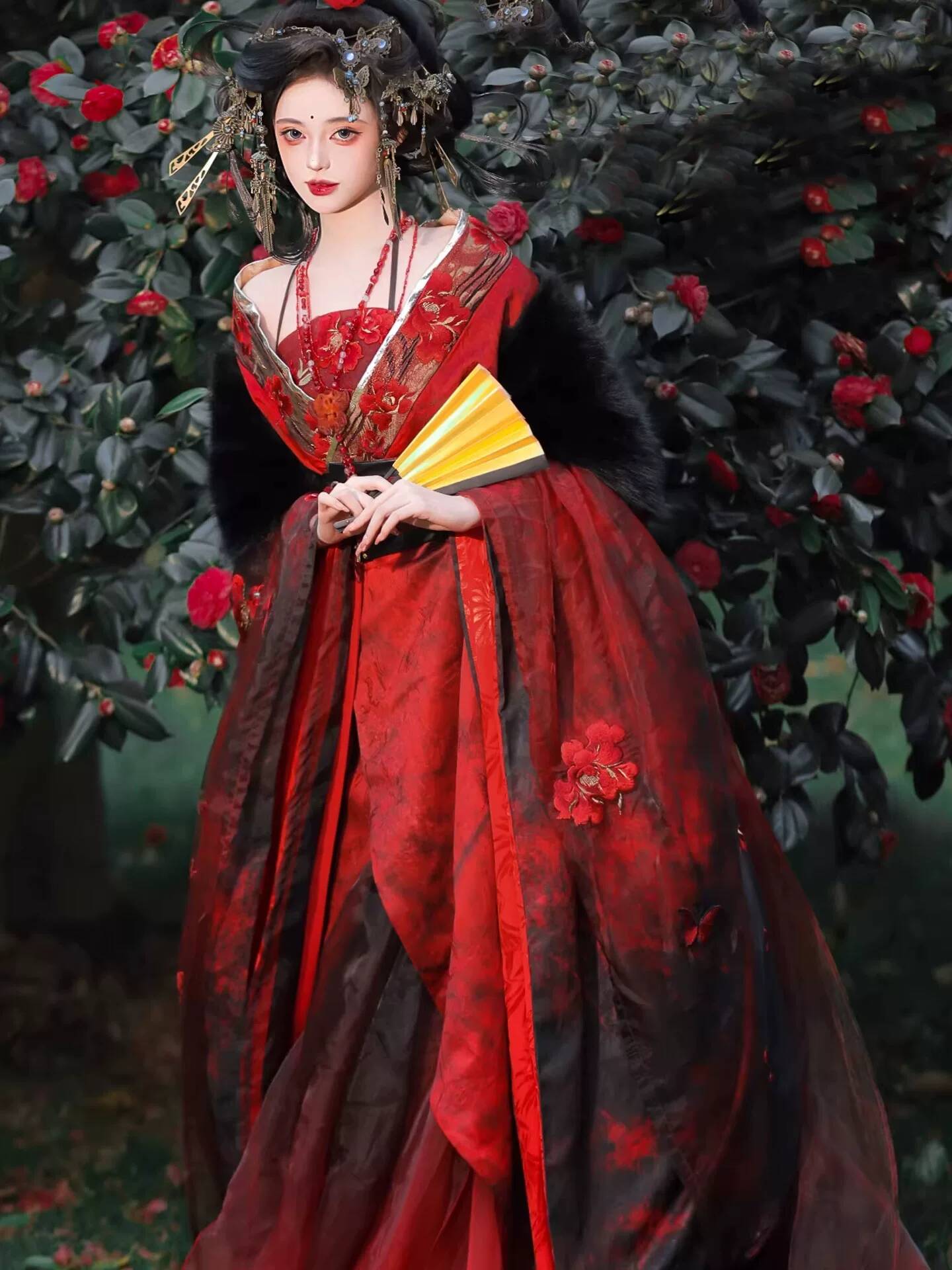 New Datura Red Hanfu Women Anc - Embroidery Red ulasan dan harga