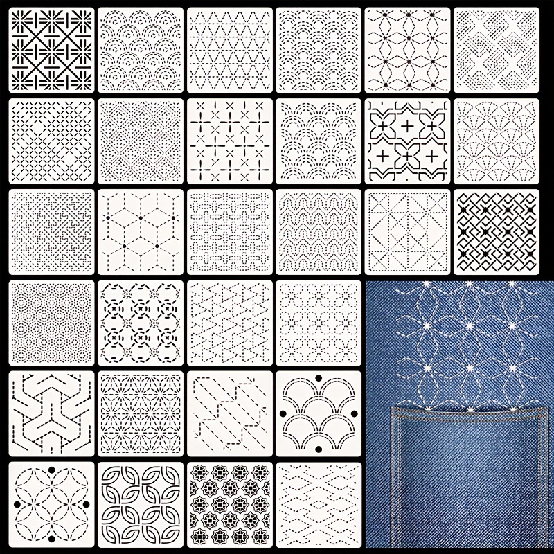 30Pcs Embroidery Templates DIY - Embroidery Pattern ulasan dan harga