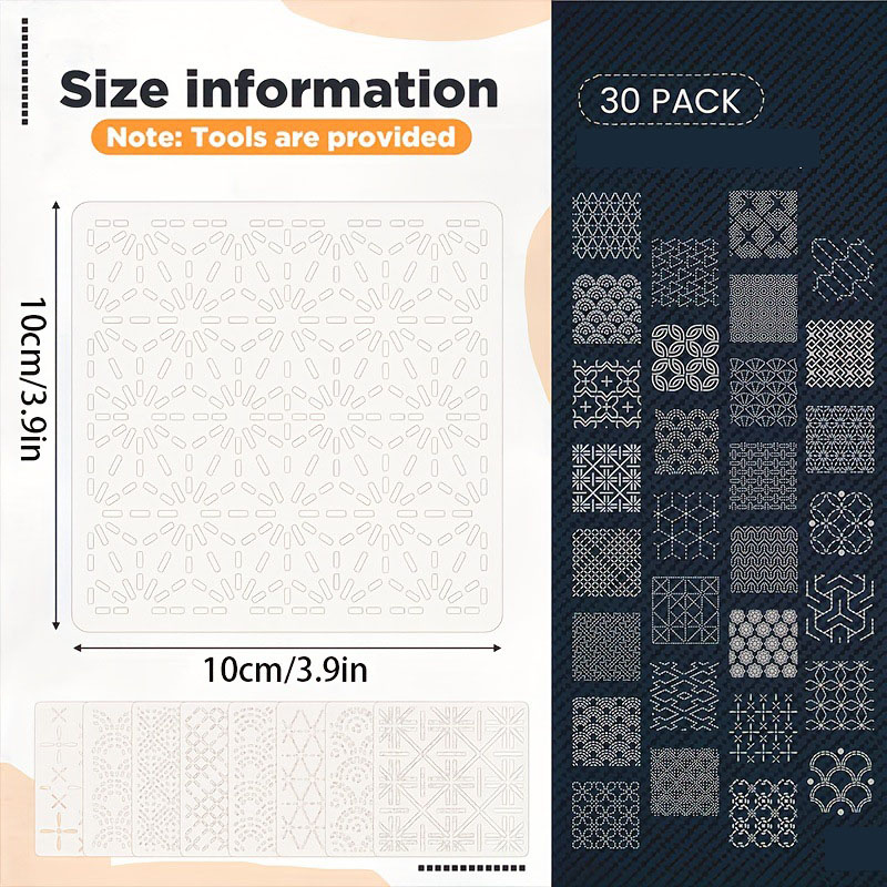 30Pcs Embroidery Templates DIY - Embroidery Pattern ulasan dan harga