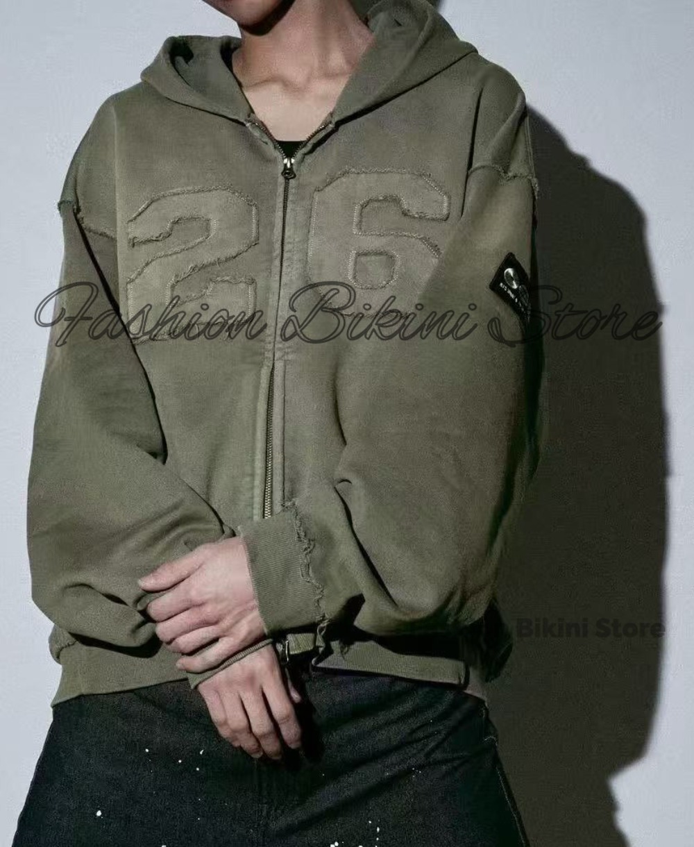 NEW Washed Grey Retro Hoodie 3 - Embroidery Class ulasan dan harga