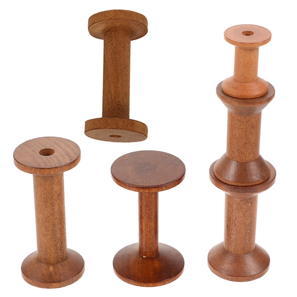 6Pcs Vintage Wooden Thread Spo - Embroidery Threads ulasan dan harga