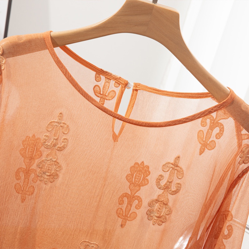 100% Mulberry Silk Women Long  - Embroidery Class ulasan dan harga