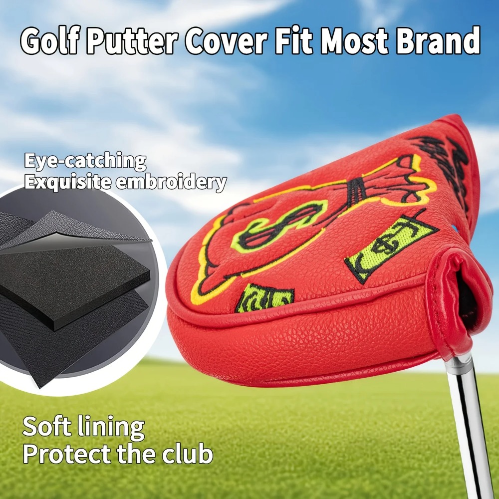 Golf Putter Cover | Half Round - Embroidery Red ulasan dan harga