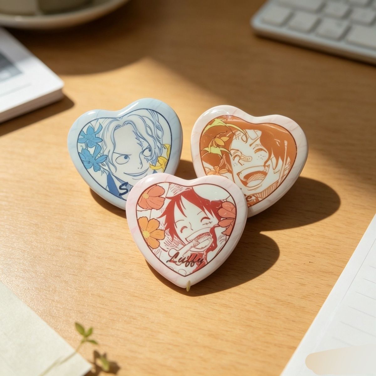 One Piece Luffy Ace Love Badge - Embroidery Love ulasan dan harga