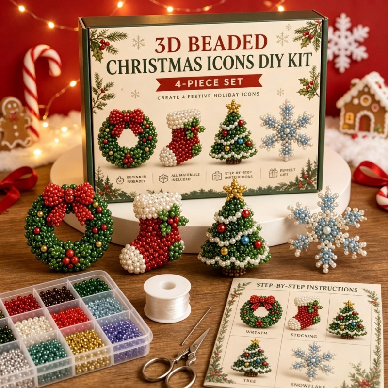 3D Pearl Christmas Kitten Art  - Embroidery Xmas Tree ulasan dan harga