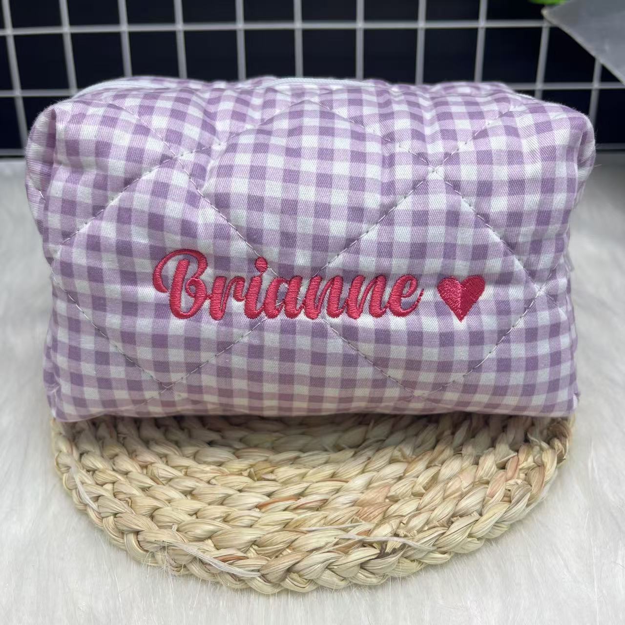 Large Capacity Striped Cosmeti - Embroidery Logo ulasan dan harga