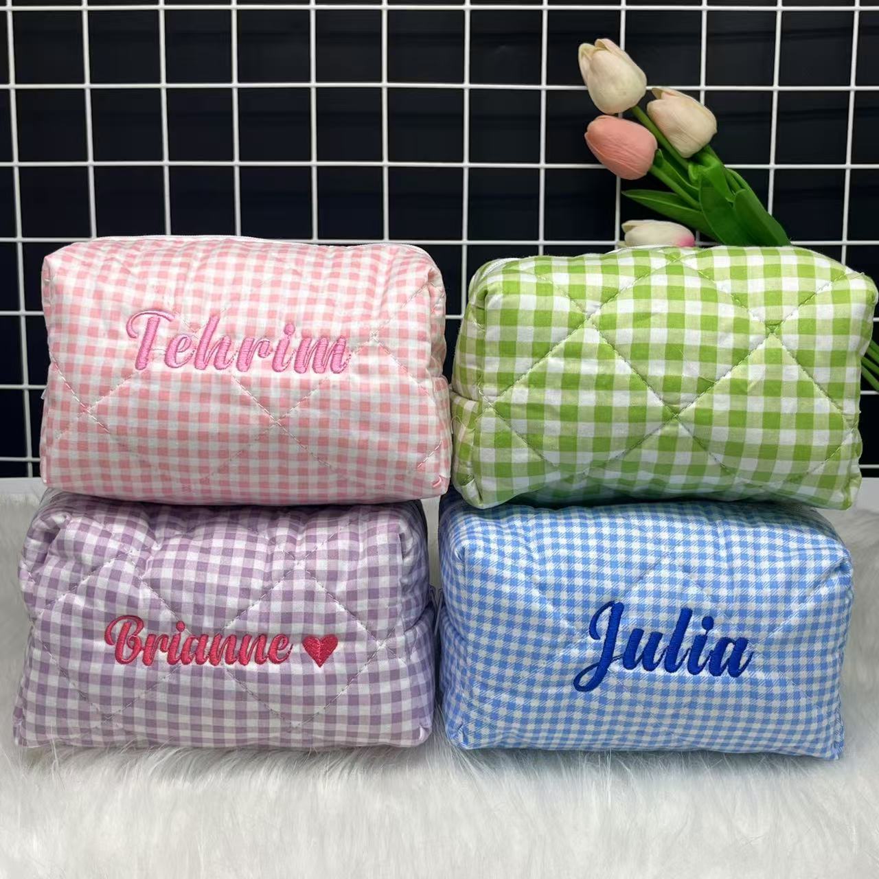 Large Capacity Striped Cosmeti - Embroidery Logo ulasan dan harga